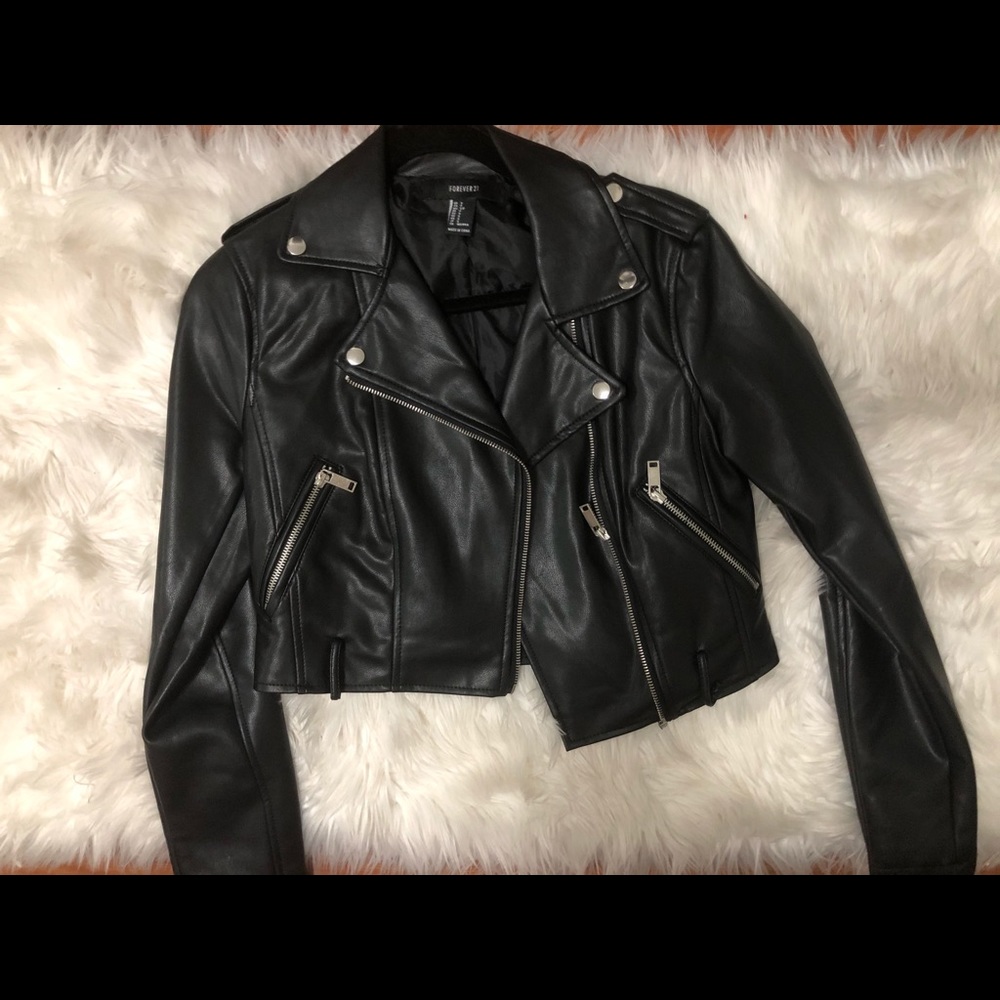Faux Cropped Leather Jacket